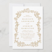 Invitation Elegant Gold Victorian Floral Frame Wedding (Devant)