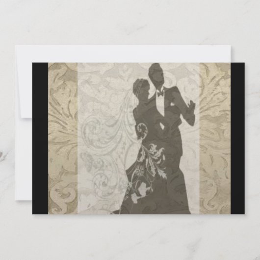 Invitation Elegant Gold Vintage Mariage damassé (Devant)