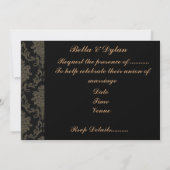 Invitation Elegant Gold Vintage Mariage damassé (Dos)
