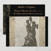 Invitation Elegant Gold Vintage Mariage damassé (Devant / Derrière)