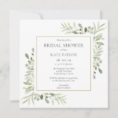 Invitation Elegant Gold Watercolour Greenery Bridal Shower (Devant)