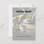 Invitation Elegant Gold Wedding Car Handle Peach Rose  (Devant)