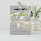 Invitation Elegant Gold Wedding Car Handle Peach Rose  (Debout devant)