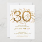 Invitation Elégant Gold White 30e anniversaire (Devant)