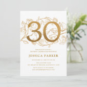 Invitation Elégant Gold White 30e anniversaire (Debout devant)