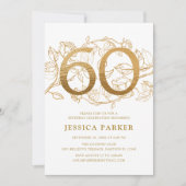 Invitation Elégant Gold White 60e anniversaire (Devant)