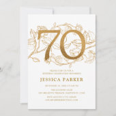 Invitation Elégant Gold White 70e anniversaire (Devant)