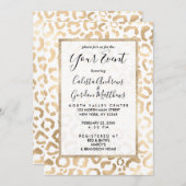 Invitation Elegant Gold White Leopard Cheetah Animal Print (Devant / Derrière)