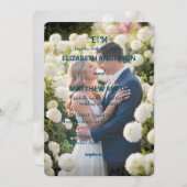 Invitation Elégant Gold & White Overlay photo Fleurs mariage (Devant / Derrière)