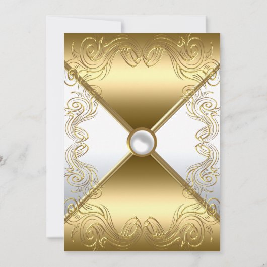 Invitation Elégant Gold White Pearl Argent pivotant anniversa (Dos)