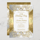 Invitation Elégant Gold White Pearl Argent pivotant anniversa (Devant / Derrière)