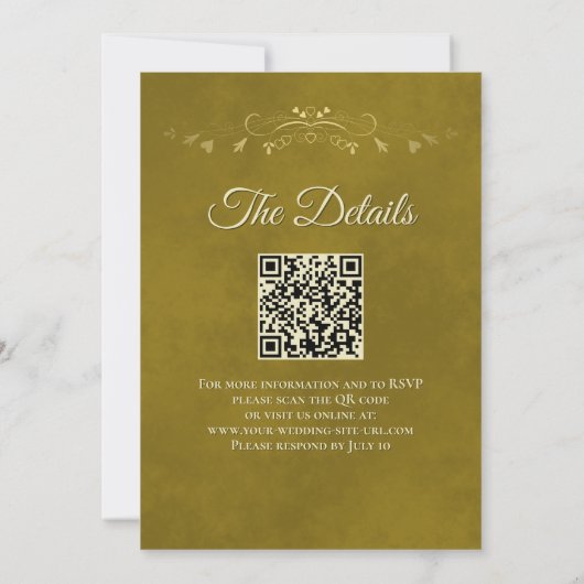 Invitation Elegant Gold & White Photo & QR Code Mariage (Dos)