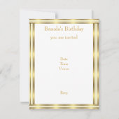 Invitation Elegant Gold & White Stripe Horizontal (Devant)