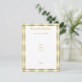 Invitation Elegant Gold & White Stripe Horizontal (Debout devant)