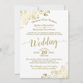 Invitation Elégant Gold & White Virtual Mariage Livestream (Devant)
