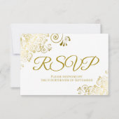 Invitation Elegant Gold & White Wedding RSVP Téléchargeable (Devant)