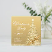 Invitation Elegant Gold Winter Christmas Tree Bow  (Debout devant)