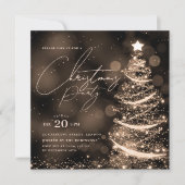 Invitation ELEGANT Gold Winter Christmas Tree Party  (Devant)
