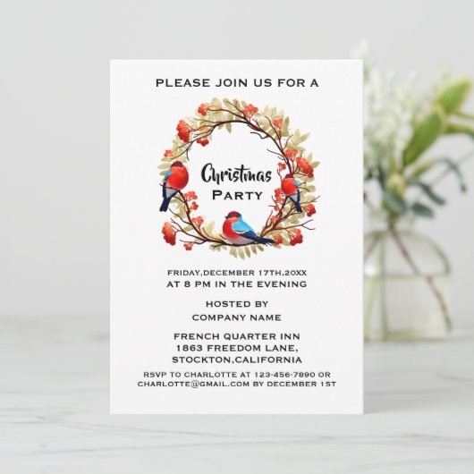 Invitation Elegant Gold Wreath Corporate Christmas Party Inv (Debout devant)