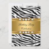 Invitation Elégant Gold Zebra Black Silver Diamond Anniversai (Dos)