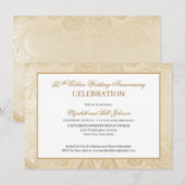 Invitation Élégant Golden 50th Script Anniversaire de Mariage (Devant / Derrière)