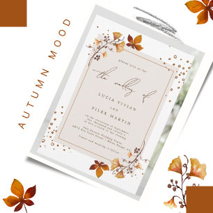 Invitation Elégant Golden Autumn Leaf Mariage photo