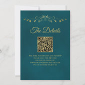 Invitation Elegant Golden Curls on Teal QR Code Wedding (Dos)