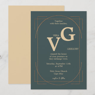 Invitation Elégant Golden Lines Moderne Luxueux Mariage