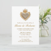 Invitation Elégant Golden Milagros Coeur Mariage mexicain (Debout devant)
