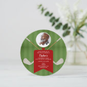 Invitation Elégant Golf Green Red Photo Retraite Party (Debout devant)