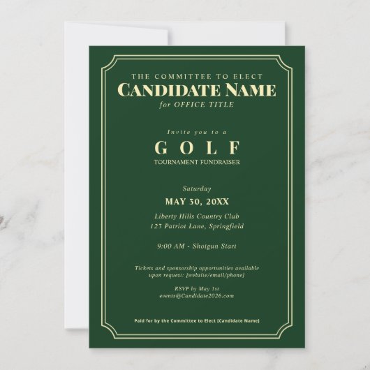 Invitation Elegant Golf Tournament Fundraiser (Devant)