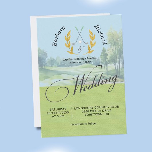 Invitation Elegant Golf Wedding Watercolor Golf Course