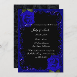 Invitation Élégant Goth Blue Roses