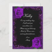 Invitation Élégant Goth Purple Roses Maid Of Honor (Devant)