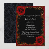 Invitation Élégant Goth Red Roses (Devant / Derrière)