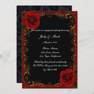 Invitation Élégant Goth Red Roses