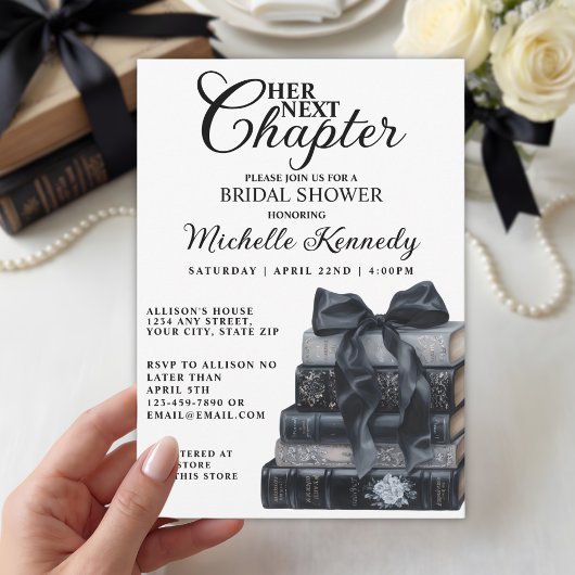 Invitation Elegant Gothic Book Themed Bridal Shower