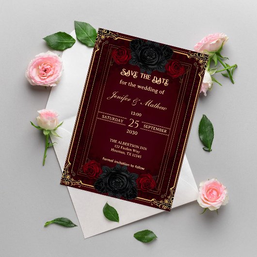 Invitation Elegant Gothic Dark Romance Wedding Save the Date