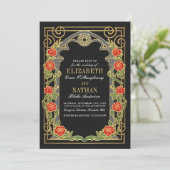 Invitation Elegant Gothic Roses Cathedral Frame Wedding (Debout devant)