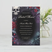 Invitation Elegant Gothic Skull & Roses Bridal Shower (Debout devant)