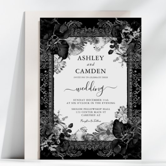 Invitation Elegant Gothic Victorian Floral Wedding