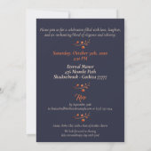 Invitation Élégant gothique 3D Mariage crâne floral (Dos)