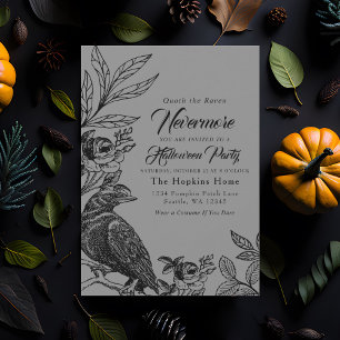 Invitation Élégant Gothique Nevermore Raven Halloween Party