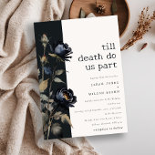 Invitation Elégant gothique noir Rose noir Mariage