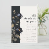 Invitation Elégant gothique noir Rose noir Mariage (Debout devant)