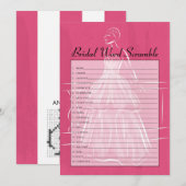 Invitation Elégant Gown Fête des mariées Word Scramble Game C (Devant / Derrière)