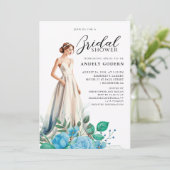 Invitation Elegant Gown Illustration with  Bridal Shower (Debout devant)
