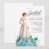 Invitation Elegant Gown Illustration with  Bridal Shower (Devant / Derrière)