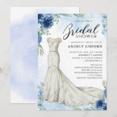 Invitation Elegant Gown Illustration with  Bridal Shower (Devant / Derrière)