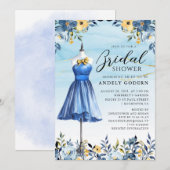Invitation Elegant Gown Illustration with  Bridal Shower (Devant / Derrière)
